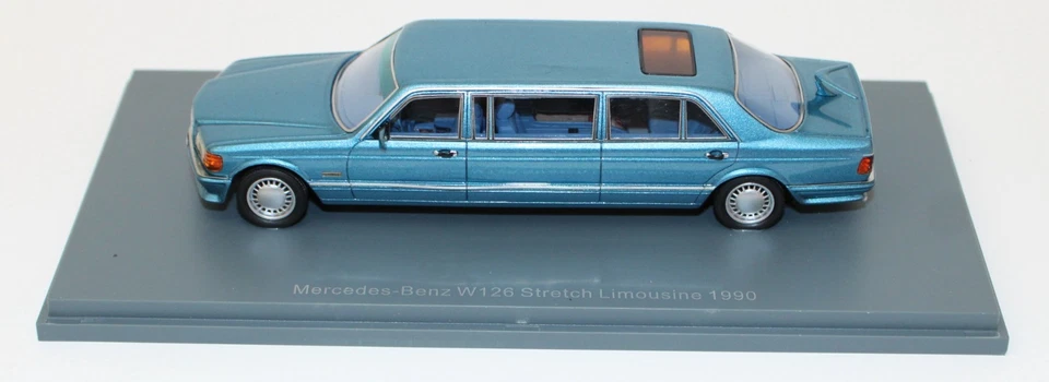Neo Scale Models 45355 1990 Mercedes W126 Stretch Limousine Blue Resin 1:43 MIB - Image 2 of 4