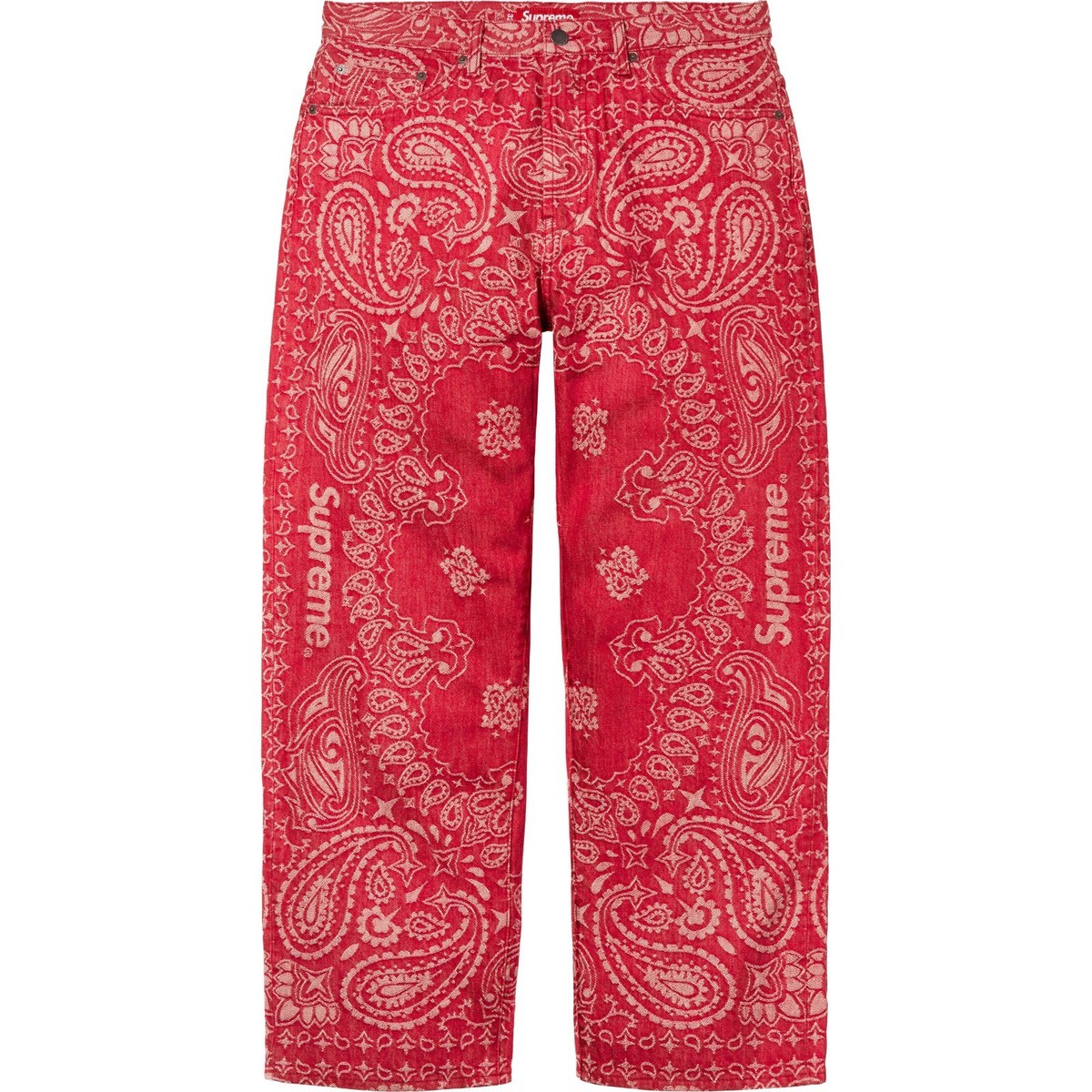 Supreme Bandana Jacquard Baggy Denim Red Jean Sz 32-36 | eBay