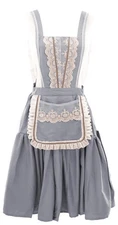 Cute Kitchen Apron for Women Vintage Lace Pinafore Apron Dress with Pockets A...