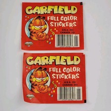 1988 Garfield Cat Full Color Animated Sticker Packs Lot of 2 Diamond Publishing