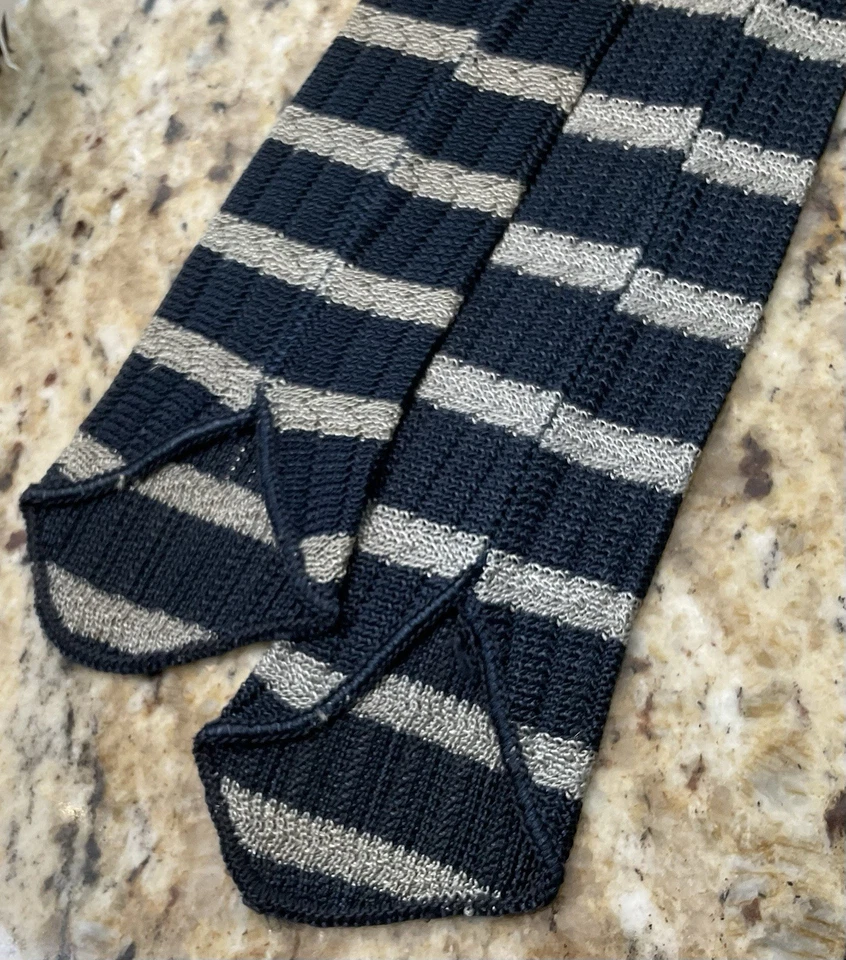 "Corbata tejida a rayas azul oscuro y gris vintage, corbata punta cuadrada corbata 40""" Foto 2 de 2