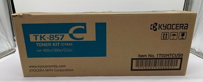 Genuine Kyocera TK857C (TK-857C) Cyan Toner Cartridge Kit, OEM
