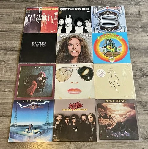 Classic Rock LP Lot (12) Vintage Vinyl Albums Journey Joplin Eagles Skynard VG+