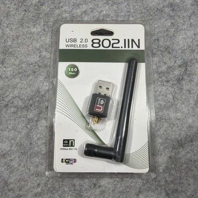 USB 2.0 WIRELESS 802.IIN Wi-Fi Network Dongle Adapter 150 Mbps Black