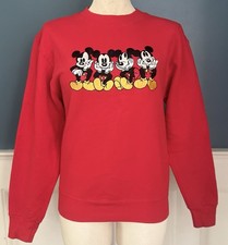 Vintage 90s Mickey Mouse Embroidered Red Sweatshirt Size Sm Disney Made in USA