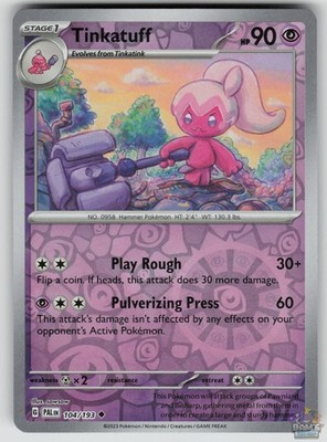 Tinkatuff 104/193 Reverse Holo Paldea Evolved Pokemon 2023 NM
