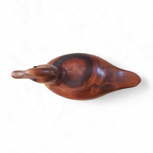 Vintage intagliato a mano Mallard Duck esca legno vetro occhi decorazione arte popolare - Foto 8 di 10