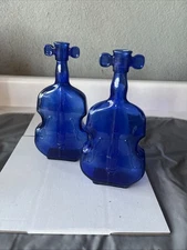 Cobalt Blue Vintage Glass Violin/Cello Shape Bottle