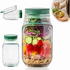 Salad Pod Mason Jar with Side Opening & Leak-...