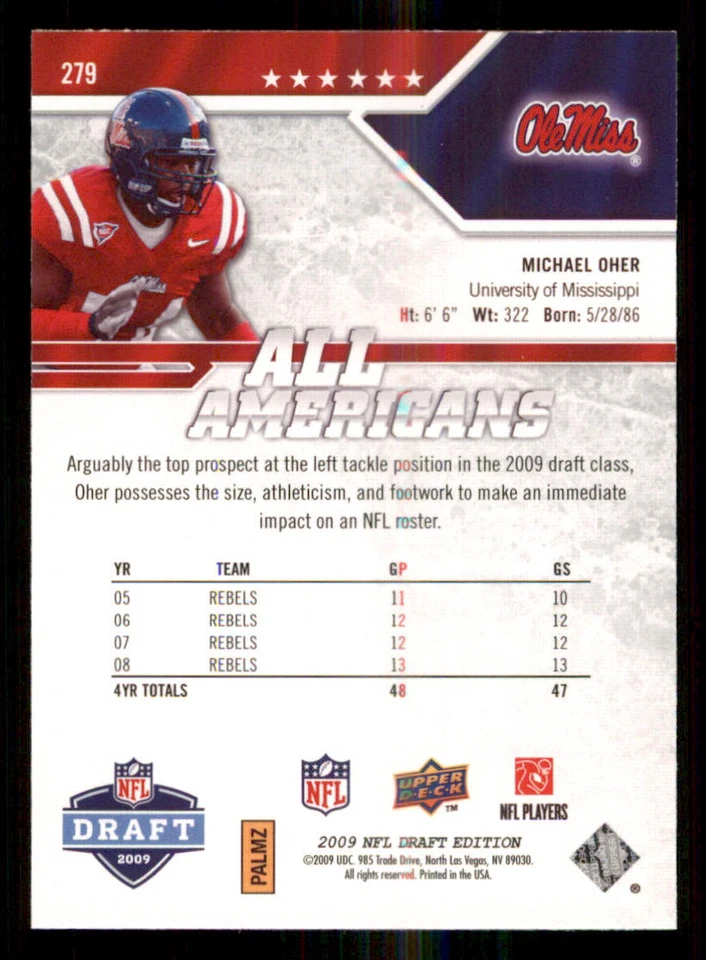 2009 Upper Deck Draft Edition #279 Michael Oher AA - Image 2 of 2