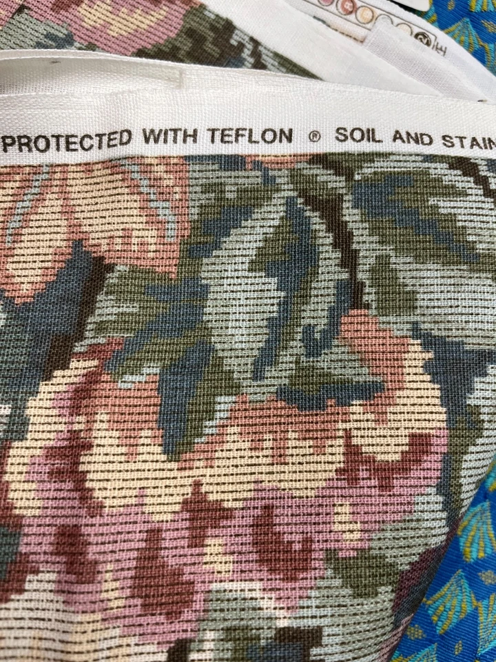 "Tela vintage de serigrafía floral Bloomcraft de 2,5 yardas x 54""" Foto 3 de 4