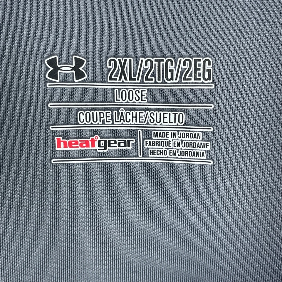 Under Armour Loose Heatgear Gray Short Sleeve Mens Golf Polo Shirt Size 2XL - Image 3 of 4