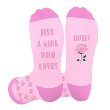 Dayofun Rose Gifts for Women - Socks,Christmas Mothers 5-9, Pink Roses 