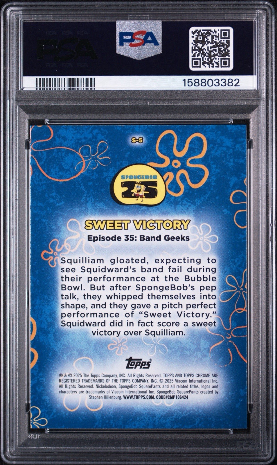 2025 TOPPS CHROME SPONGEBOB 25TH S-O-N-G SONGS S-5 SWEET VICTORY PSA GEM MT 10 view 2