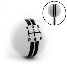 Black Rally Stripe 5 Speed Shift Pattern Ivory Shift Knob With M16x1.5 Insert