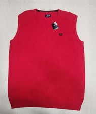 Chaps Kids Boys Vest XL 18/20 Red Knit Sleeveless Sweater Cable Knit Pullover