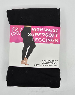 On The Go High Waist SuperSoft Leggings Black L-2X 3 Pack Stretch