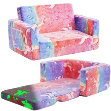 Best Toddler Chair Comfy 2-in-1 Soft Couch Fold Out for Kids,Convertible Sofa to