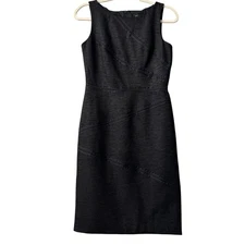 David Meister Black Sleeveless Dress Fitted Career Cocktail Party Size 2