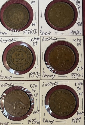 Australie 1912 - 1980 One 1 Penny - Cent VF - Lot de 30 pièces au avec clé date 1931 - Photo 4/14