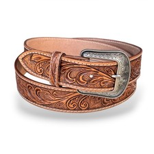 Western Belt for Men 1.5  Wide Full Grain Piece Leather Belt with Buckle Hand...