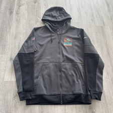 Miami Dolphins Nike NFL On Field Dri-Fit Zip Up Hooded Jacket Men's Size Large