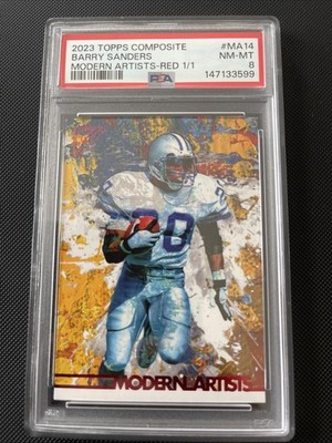 2023 BARRY SANDERS Topps Composite Modern Artists Red 1/1 PSA 8 True One Of One
