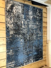 Modern Blue Distressed Rug 120x170cm Excellent Condition Antislip mat included! 