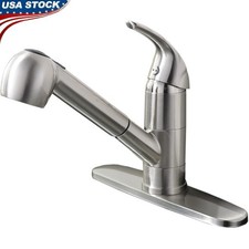 Low Arc Pull Out Kitchen Faucet W/ Dual Function Sprayer Easy Installation New