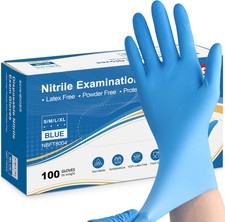 Nitrile Exam Gloves, Large, Box of 100, Disposable Textured, Latex