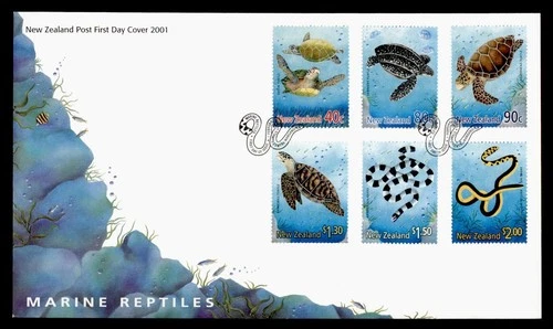 DR WHO 2001 NEW ZEALAND FDC MARINE REPTILE COMBO $2 M79697