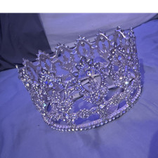 Silver Rhinestone Crown Tiara for Beauty Pageant Adult Unisex