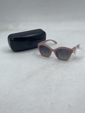 Coach Women's Geometric Cat Eye Sunglasses Milky Buff/Grey Gradient Polarized