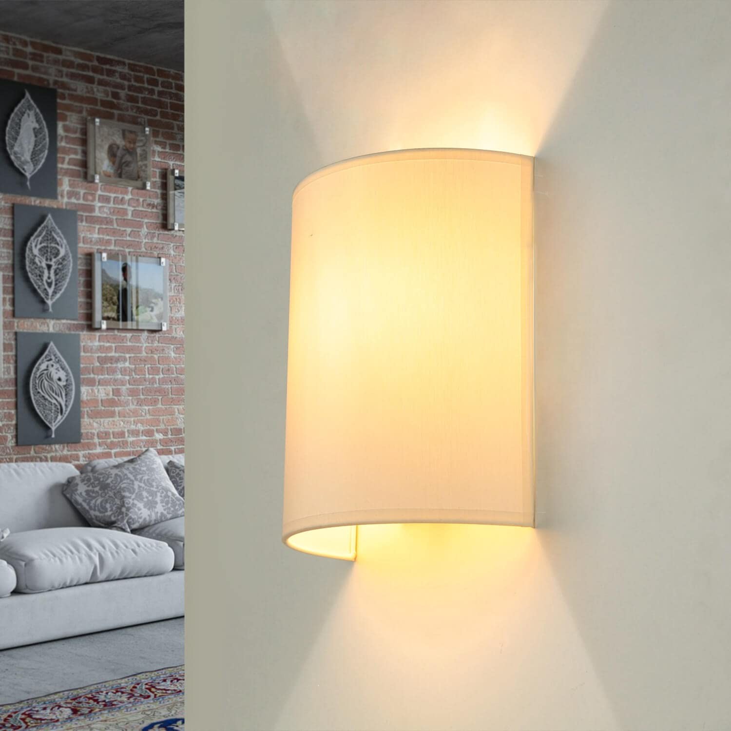 Applique murale blanc crème liseuse en tissu E27 pour éviter l'éblouissement 23 cm