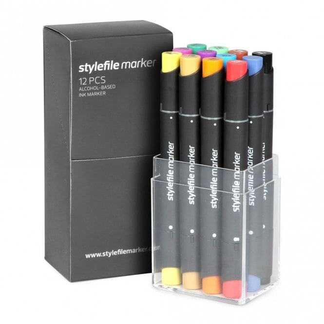 Stylefile Marker 12 Piece - Set A - Alcohol Ink Drawing Colouring Markers