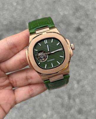 Custom Raynor Open Heart Automatic NH35 Rose Gold Case Green Dial