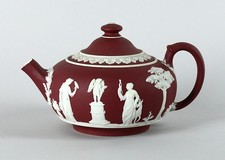 Rare Wedgwood Crimson Dip Jasperware Teapot C...