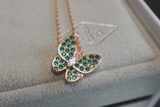 Gift/Gold/Diamond/TwoButterflyBule Necklace