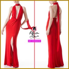 Alice + Olivia Resse V Neck Ruby Red Maxi Dress Gown SIZE 8