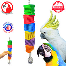 Bonka Bird Toys 3474 Huge Chewy Nicks Grooved Wood Block Chew Parrot Cage Toy
