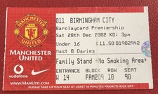 2002 Birmingham City  V Manchester United Football Match Stub