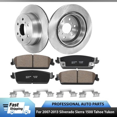Rear Brake Rotor Ceramic Pads for Chevy GMC Silverado Sierra 1500 Tahoe 07-13