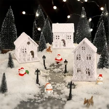 Gerrii 17 Pcs Christmas Village Sets Winter Houses Christmas Village Figurines S