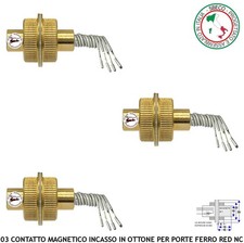 Sensori Magnetici Ottone Incasso Porte Blindate 3 Pezzi Antifurto Contatto Reed