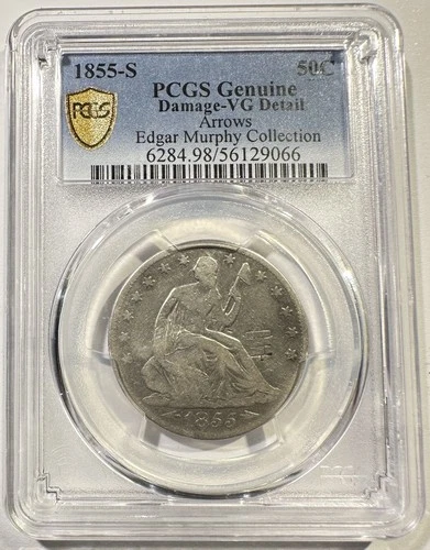 1855-S Seated Liberty Half Dollar — photo from the most recent tracked eBay sale