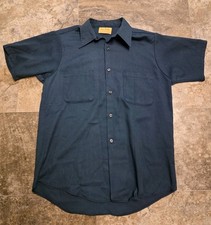 Vintage 70's Big Yank Work Shirt Navy Blue Button Work Wear Size Large 21x28.5