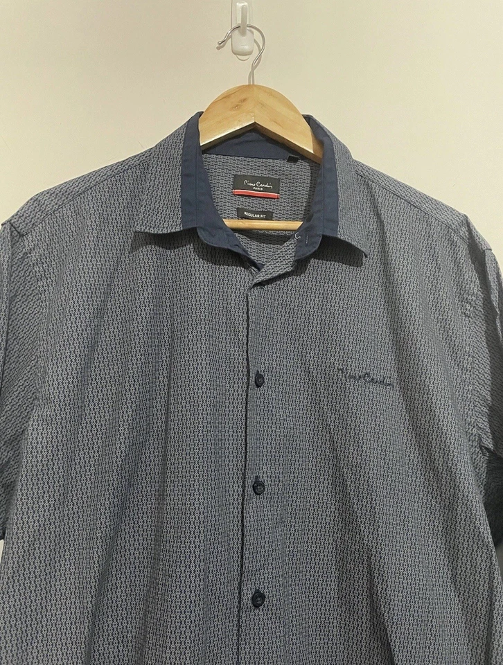 Pierre Cardin Paris Size XXL Men’s Button Up Shirt Navy Slim Fit Long Sleeve - Image 2 of 4