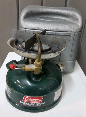 Vintage Coleman Model 508 Stove with Coleman Travel Case USA Camping Cooking