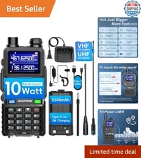 BAOFENG 5RM Ham Radio 10W High Power, Long Range Walkie Talkies Handheld NOAA Em