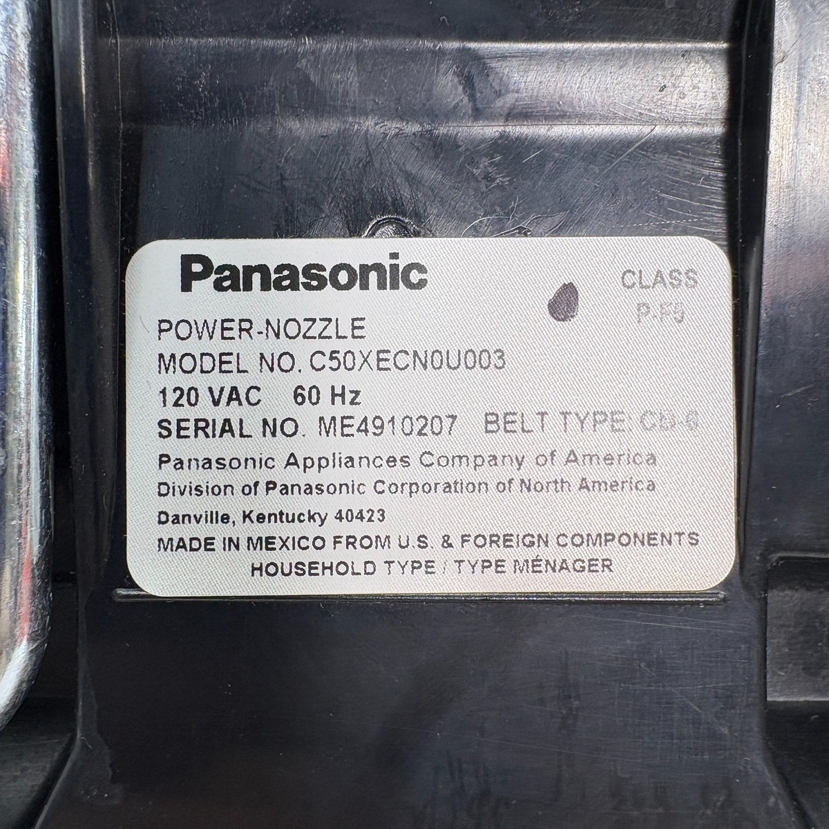 Panasonic MC-CG017 EZ Power Head Nozzle # C50XECN0U003 Black Green